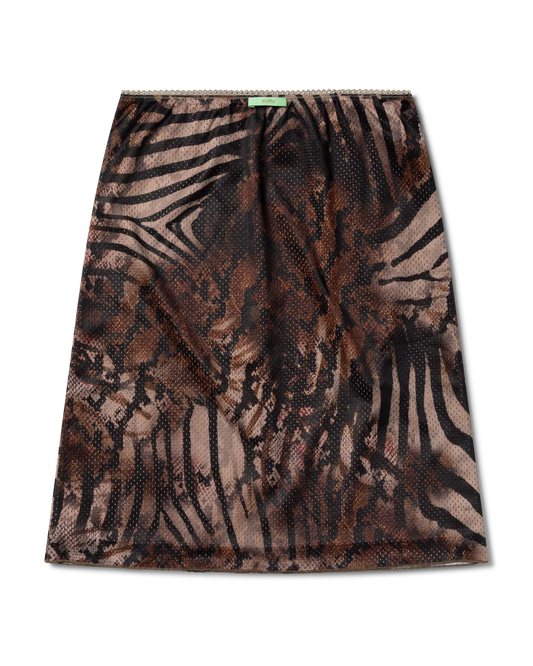 Aries Animal Airtex Midi Skirt Brown