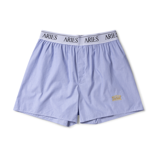 Aries Stripe Poplin Classic Boxer Shorts Blue