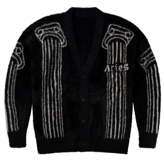 Aries Oversized Chenille Column Knit Cardigan Black
