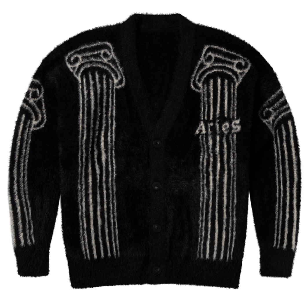 Aries Oversized Chenille Column Knit Cardigan Black