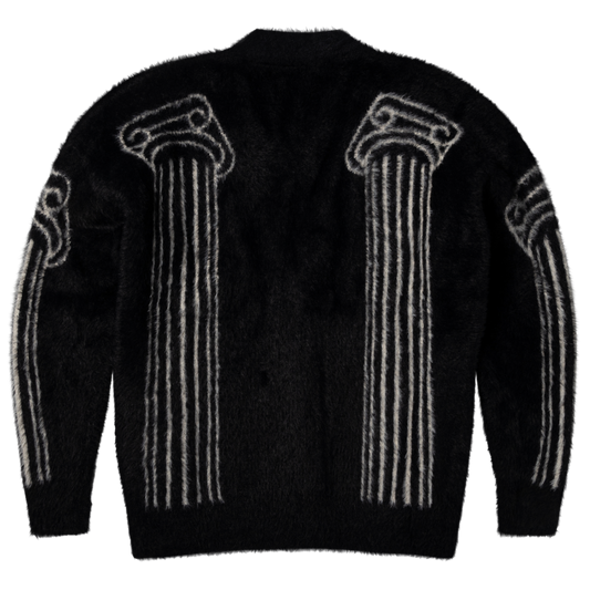 Aries Oversized Chenille Column Knit Cardigan Black