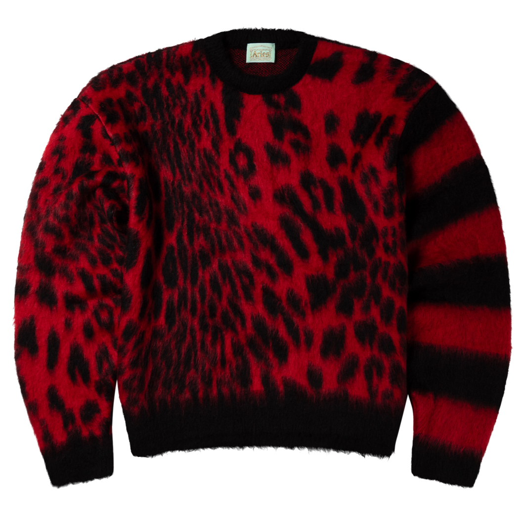 Aries Brushed Leopard Sweater Red