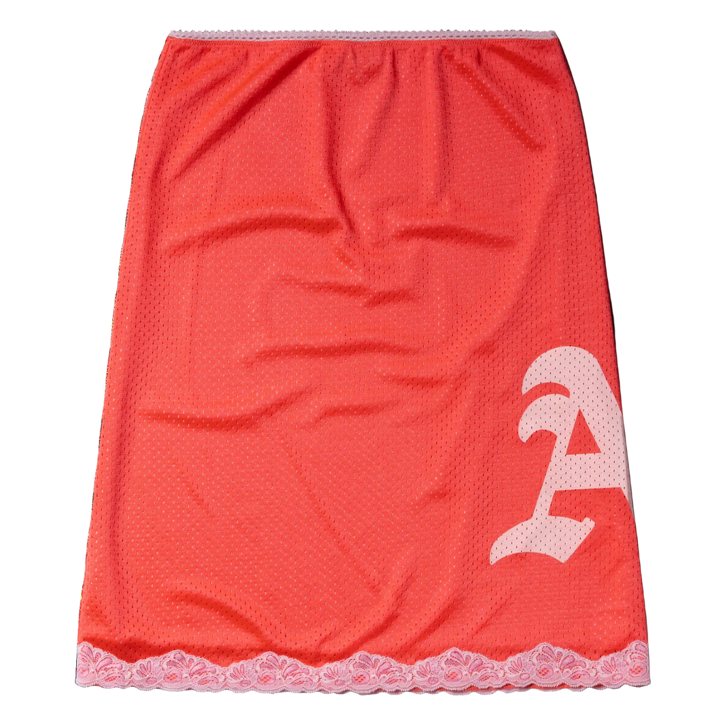 Aries Gothic Lace Airtex Midi Skirt Hot Pink