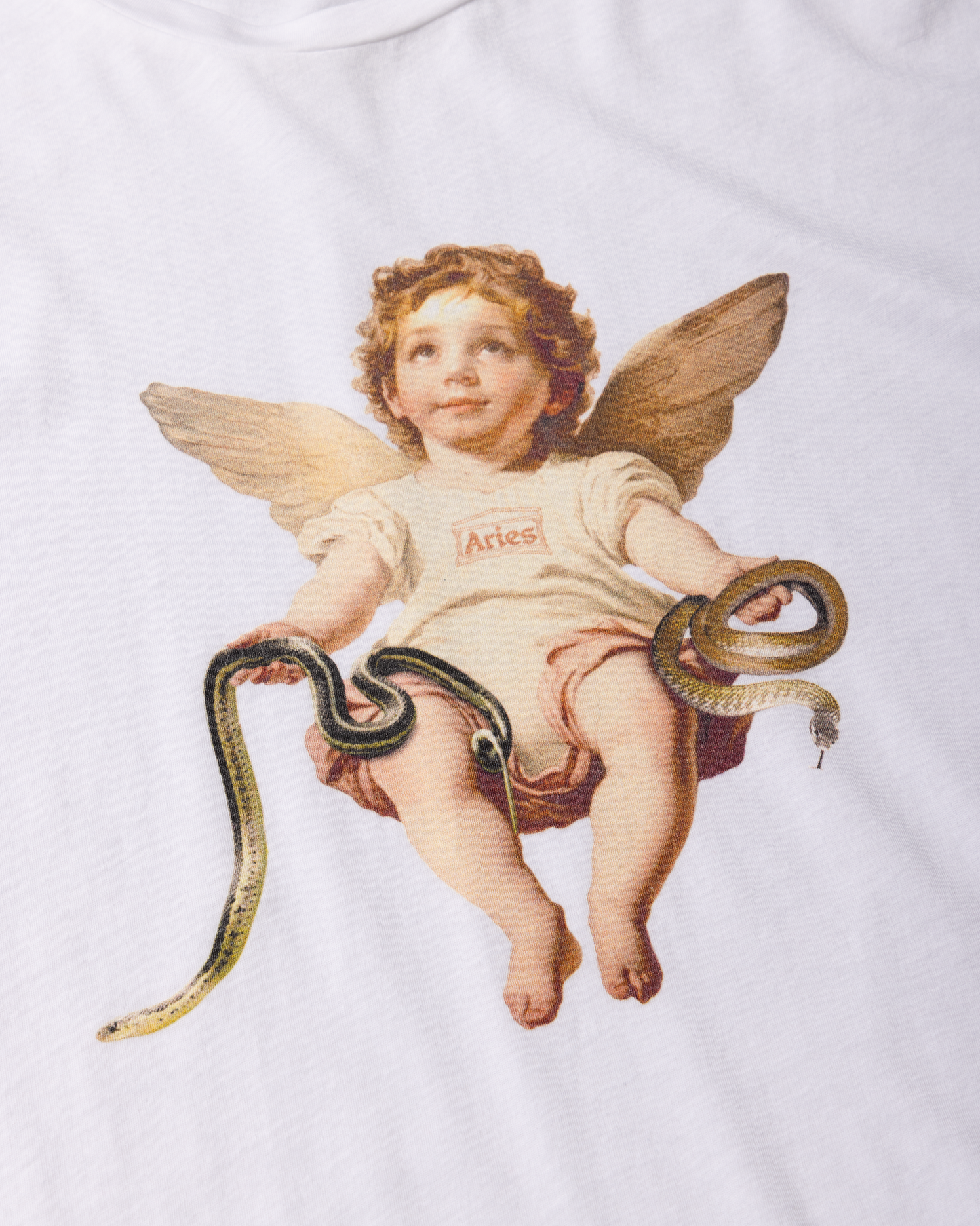 Aries Lil Cherub Cap Sleeve Tee Off White