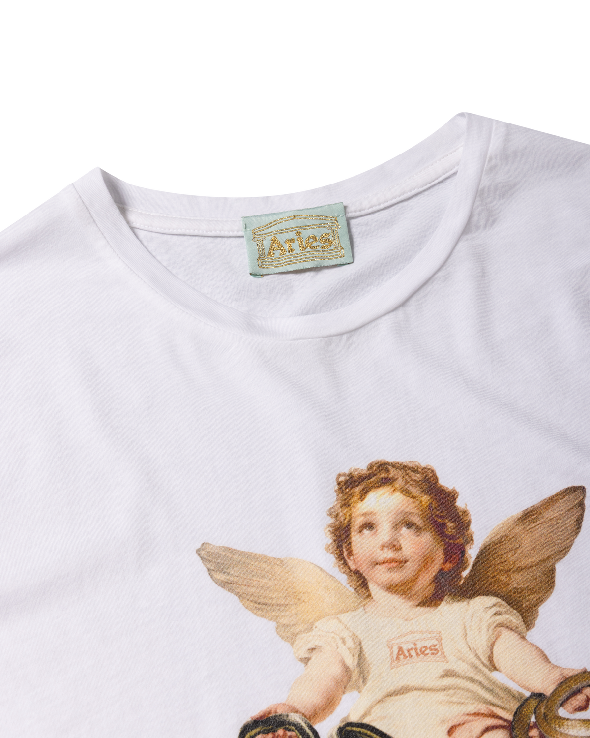 Aries Lil Cherub Cap Sleeve Tee Off White