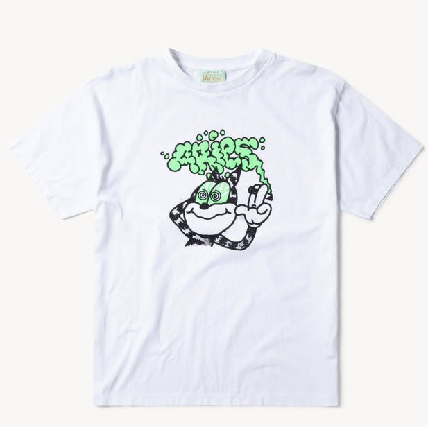 Aries Stoned Cat T-Shirt White