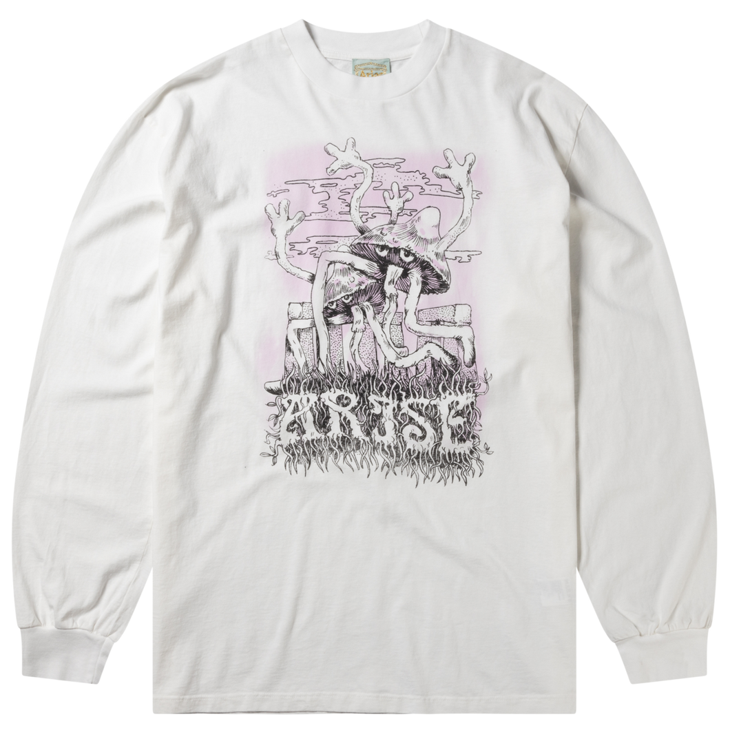 Aries Faded Shroom Awakening LS Tee Off White