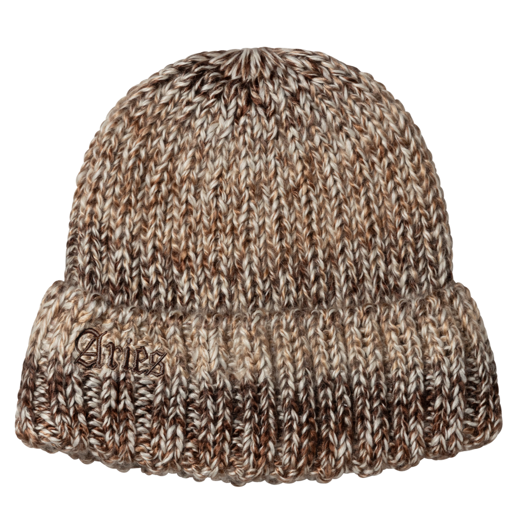 Aries Rib Knit Space Dye Beanie Brown