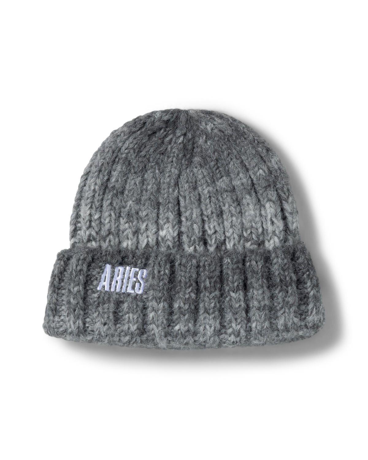 Aries Space Dye Rib Knit Beanie Grey