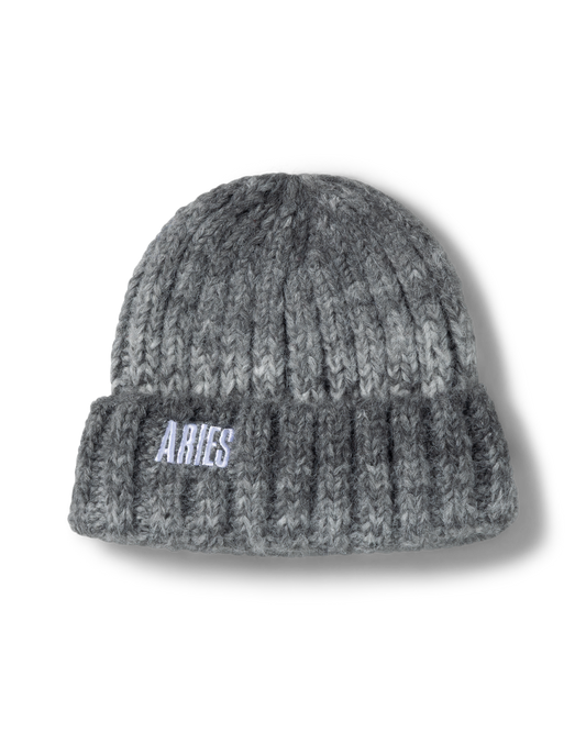 Aries Space Dye Rib Knit Beanie Grey