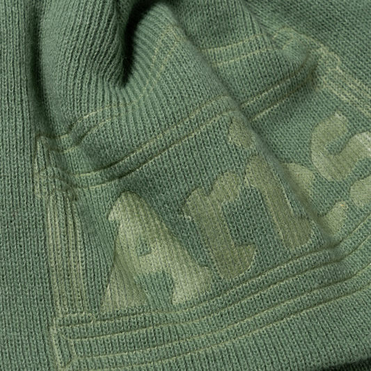 Aries Temple Embossed Skull Beanie Green