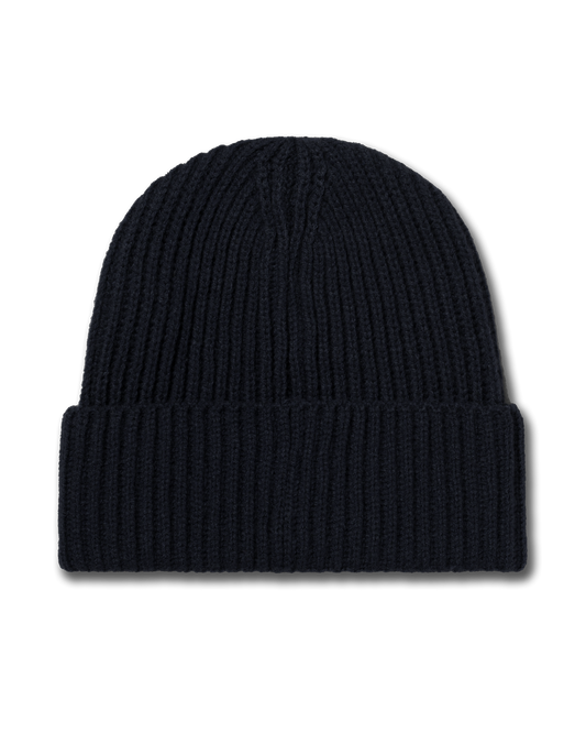 Aries Temple Patch Rib Knit Beanie Black
