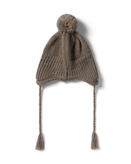 Aries Chunky Knit Pom Pom Beanie Brown