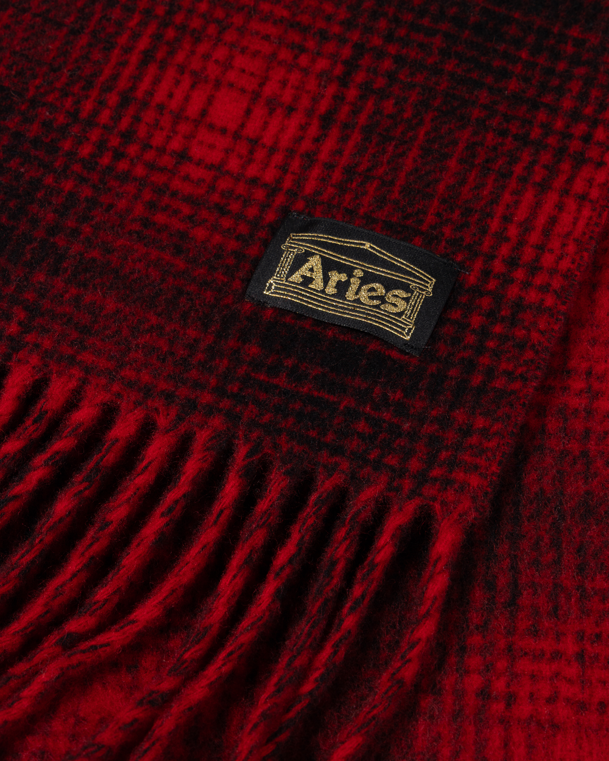 Aries Press Gothic Checked Wool Scarf Red