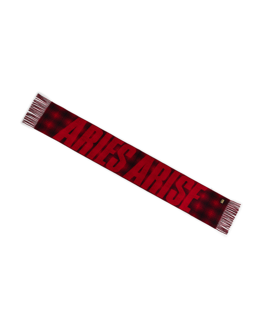 Aries Press Gothic Checked Wool Scarf Red