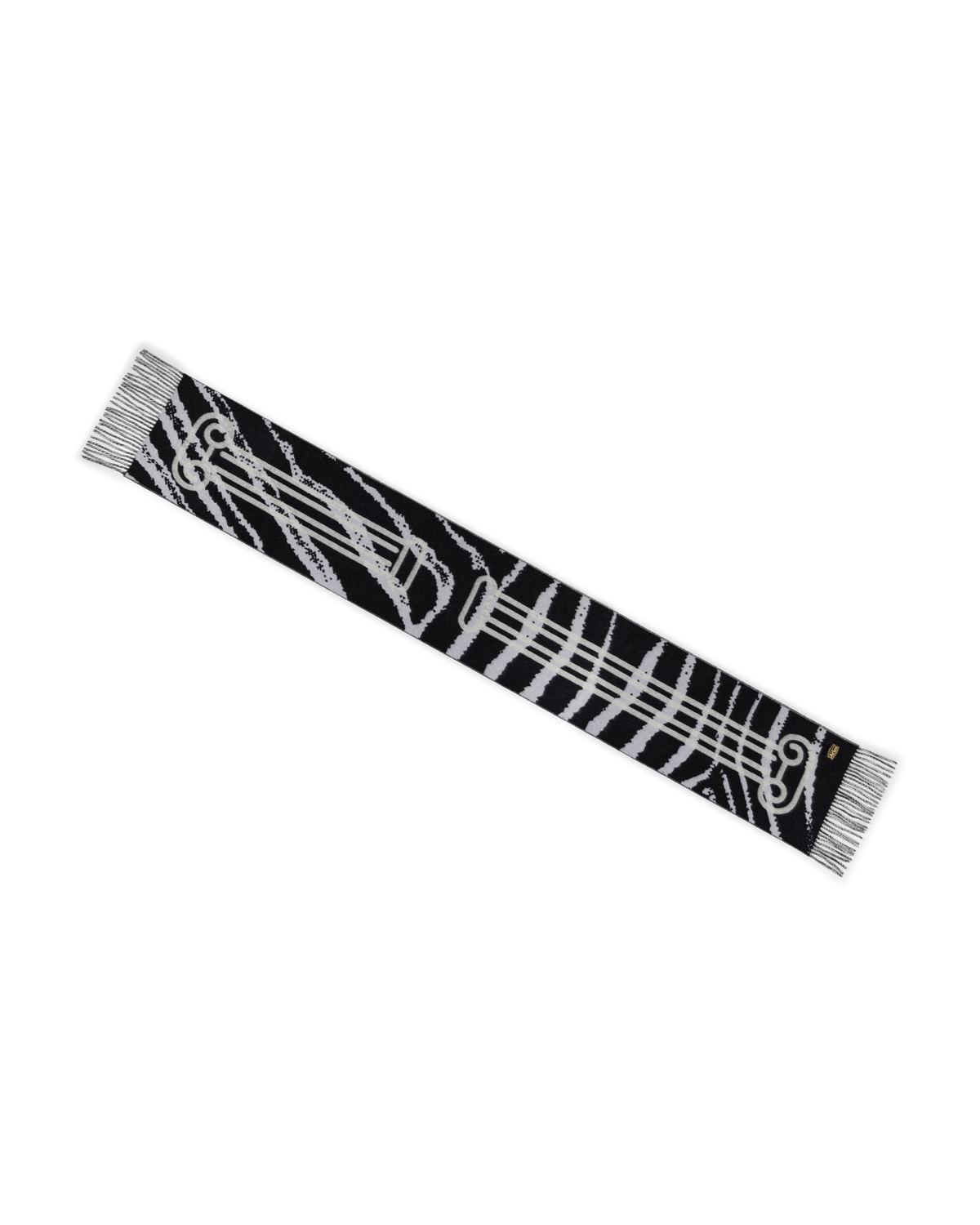 Aries Column Zebra Wool Scarf White