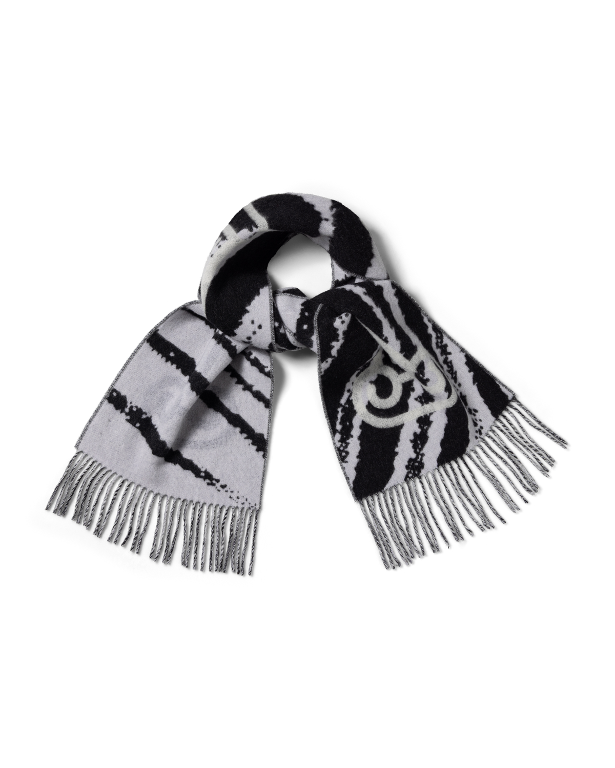Aries Column Zebra Wool Scarf White