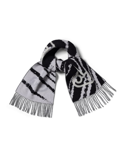 Aries Column Zebra Wool Scarf White
