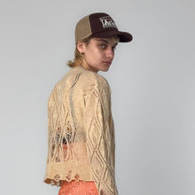 Load image into Gallery viewer, Aries Lace leaf and ladders mohair cardigan Cream
