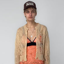 Load image into Gallery viewer, Aries Lace leaf and ladders mohair cardigan Cream
