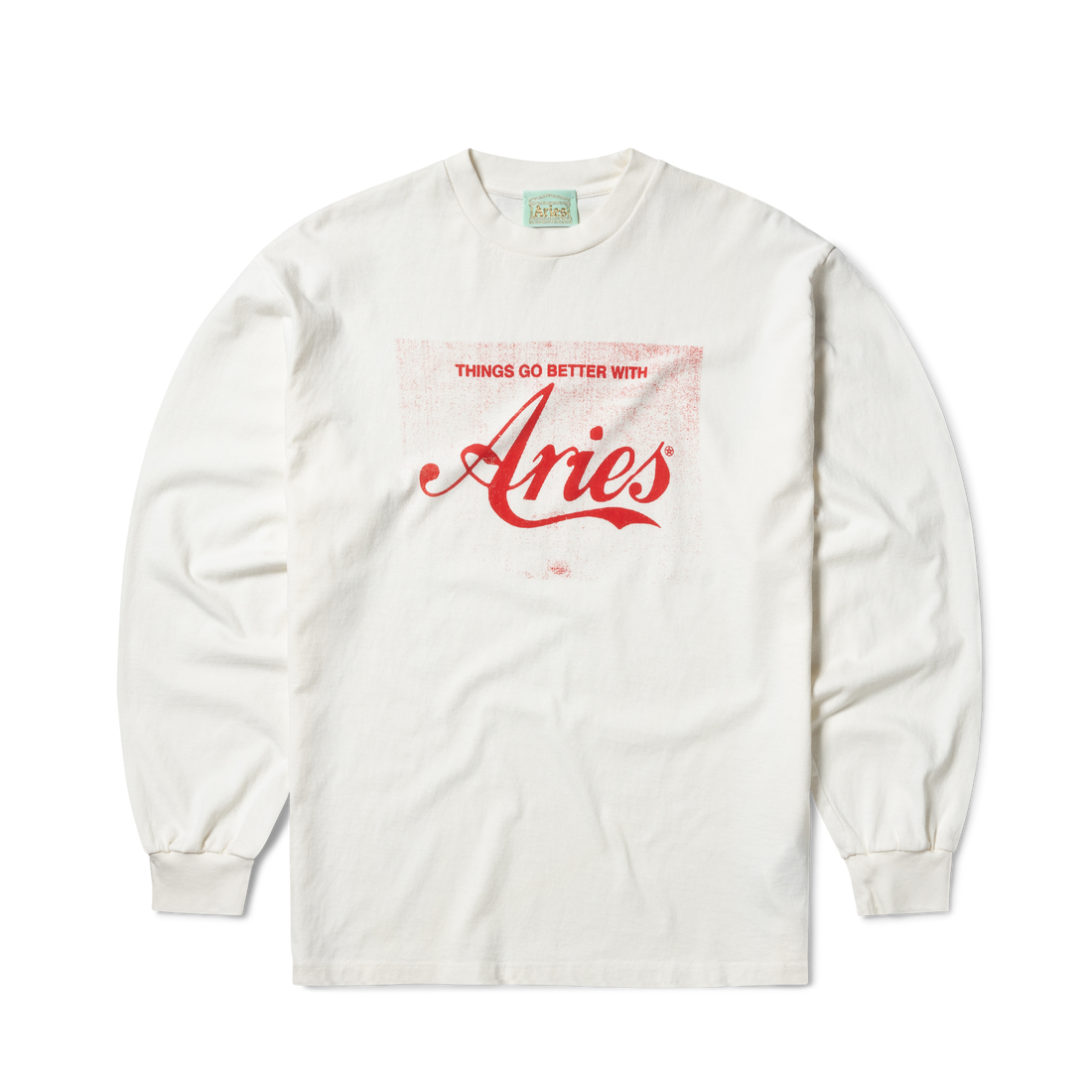Aries Faded Cola LS Tee Off White