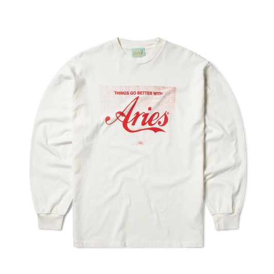 Aries Faded Cola LS Tee Off White