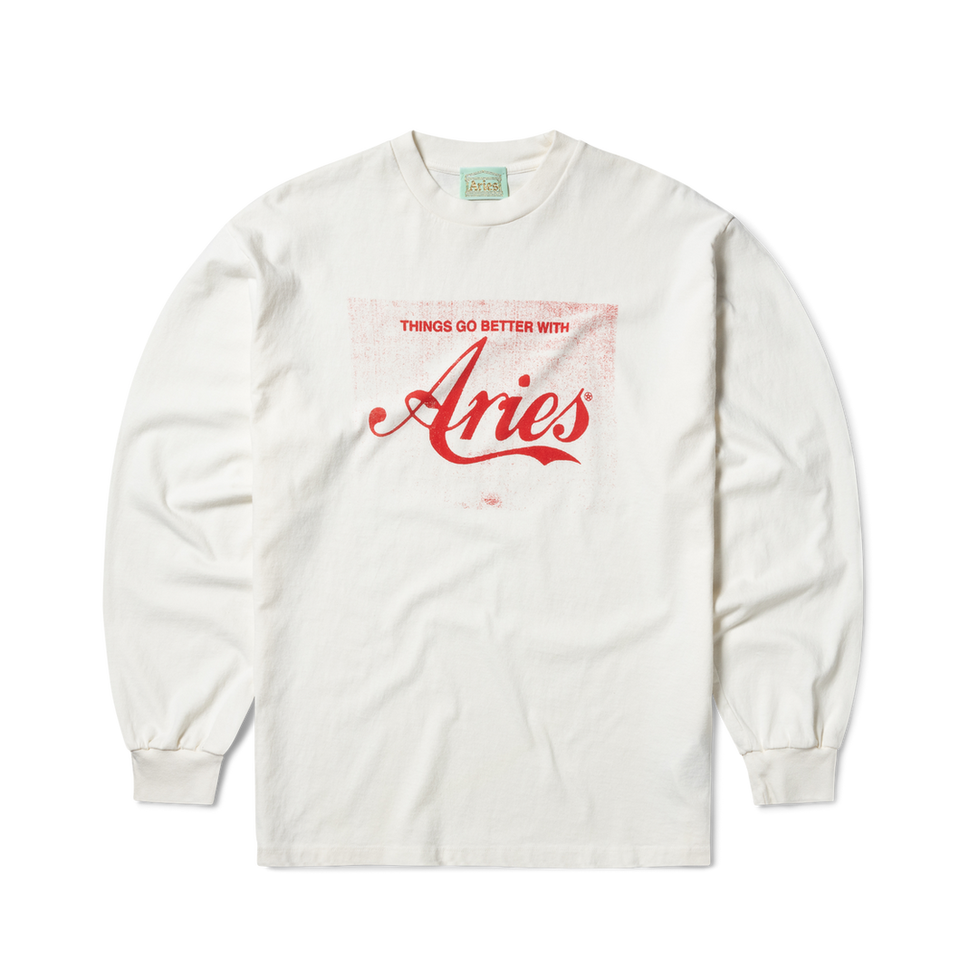 Aries Faded Cola LS Tee Off White