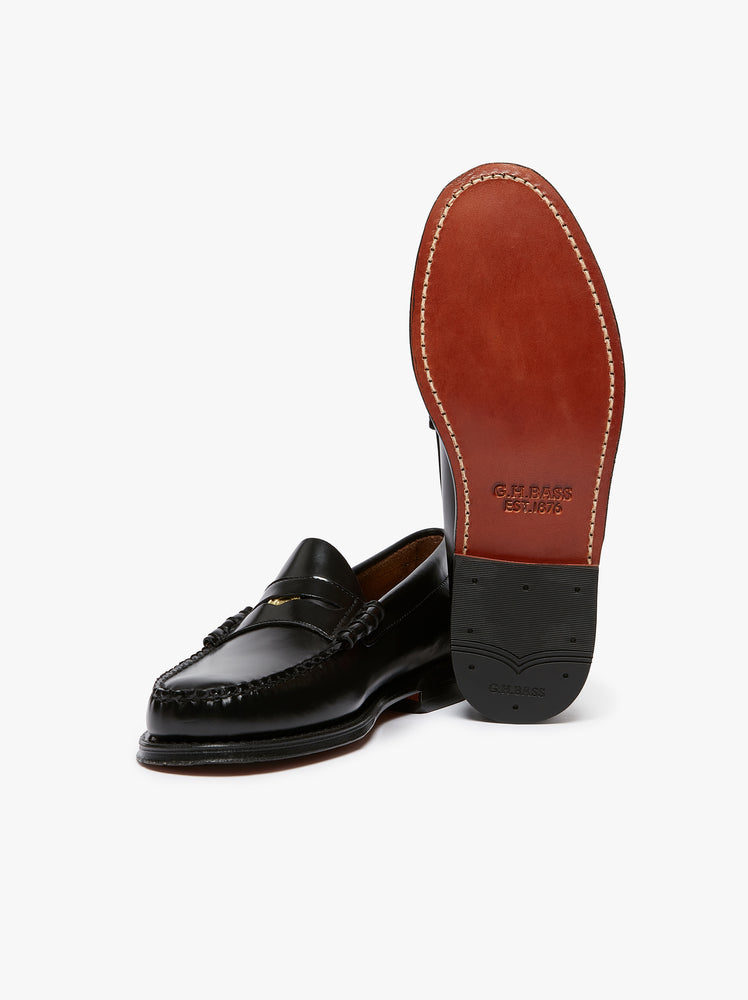 GH BASS Weejuns Anniversary Larson Penny Loafers Black Leather