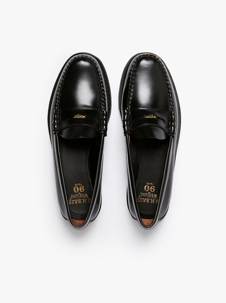 GH BASS Weejuns Anniversary Larson Penny Loafers Black Leather
