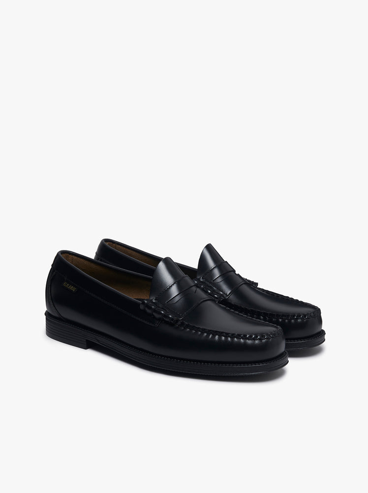 GH BASS Easy Weejuns Larson Flag Penny Loafers Black Leather