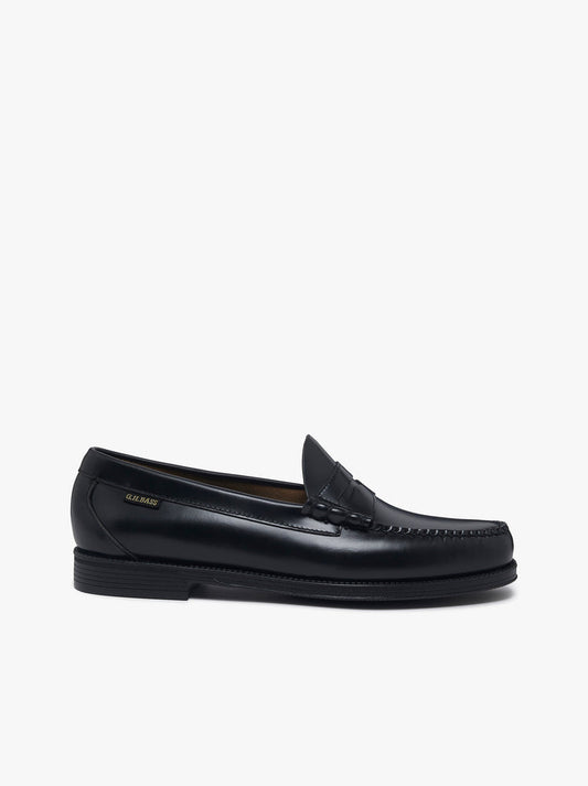 GH BASS Easy Weejuns Larson Flag Penny Loafers Black Leather