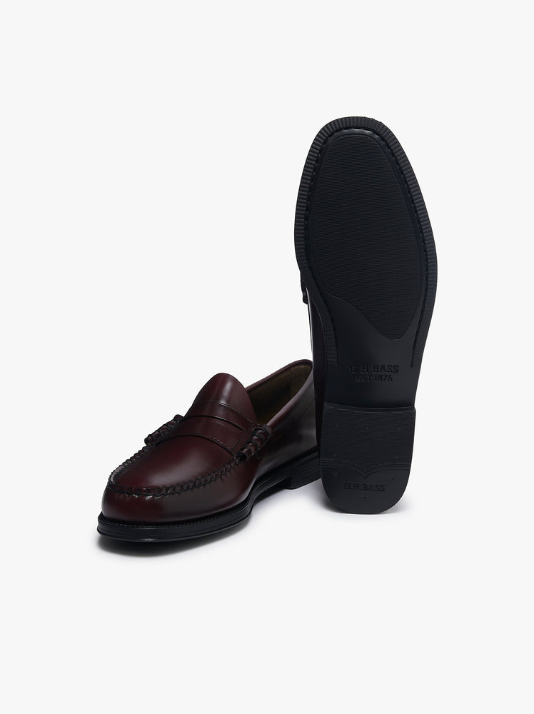 GH BASS Easy Weejuns Larson Flag Penny Loafers Wine Leather