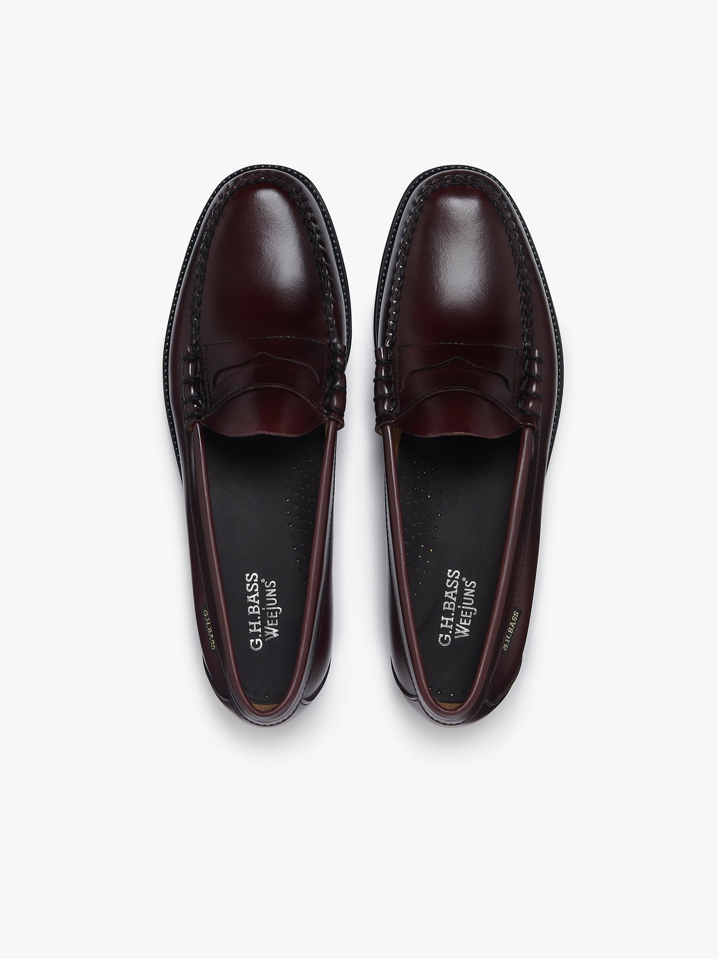 GH BASS Easy Weejuns Larson Flag Penny Loafers Wine Leather