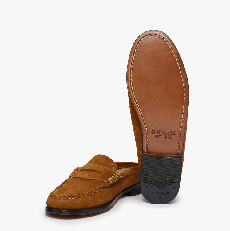 G.H.Bass Weejuns Penny Slides Mid Brown Suede
