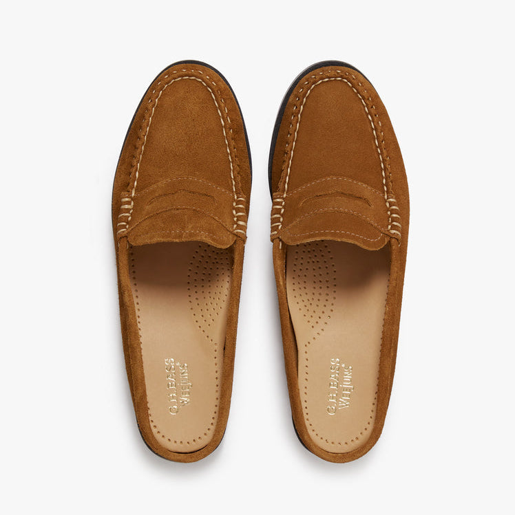 G.H.Bass Weejuns Penny Slides Mid Brown Suede