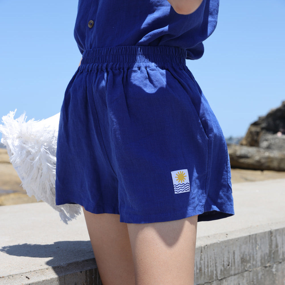 L.F.Markey Basic Linen Shorts Cobalt