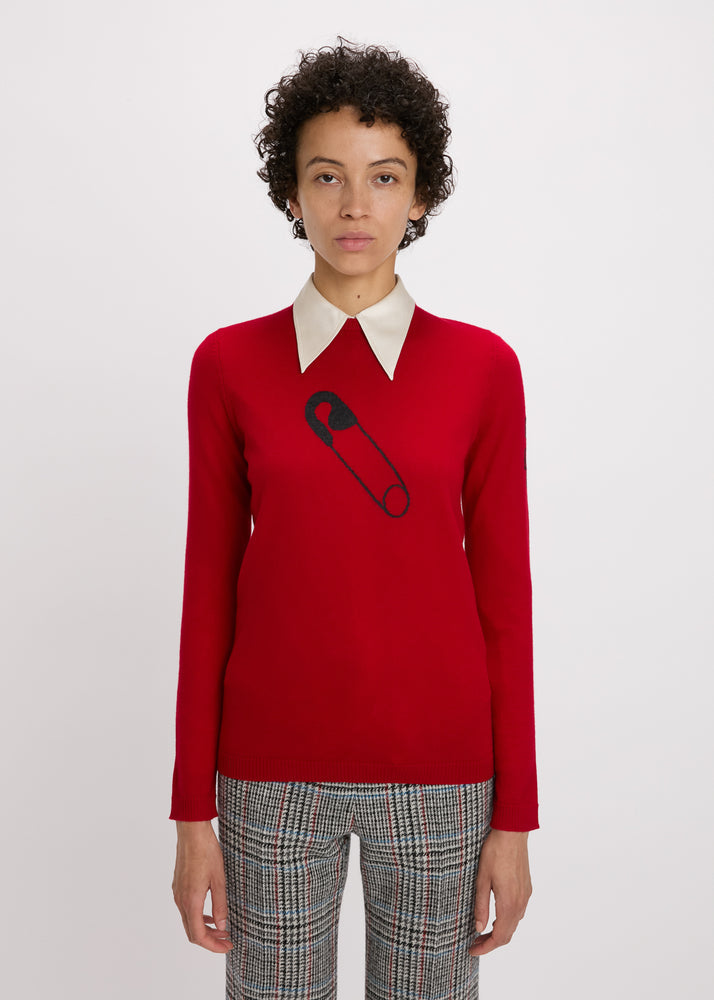 Bella Freud Safety pin Jumper Red
