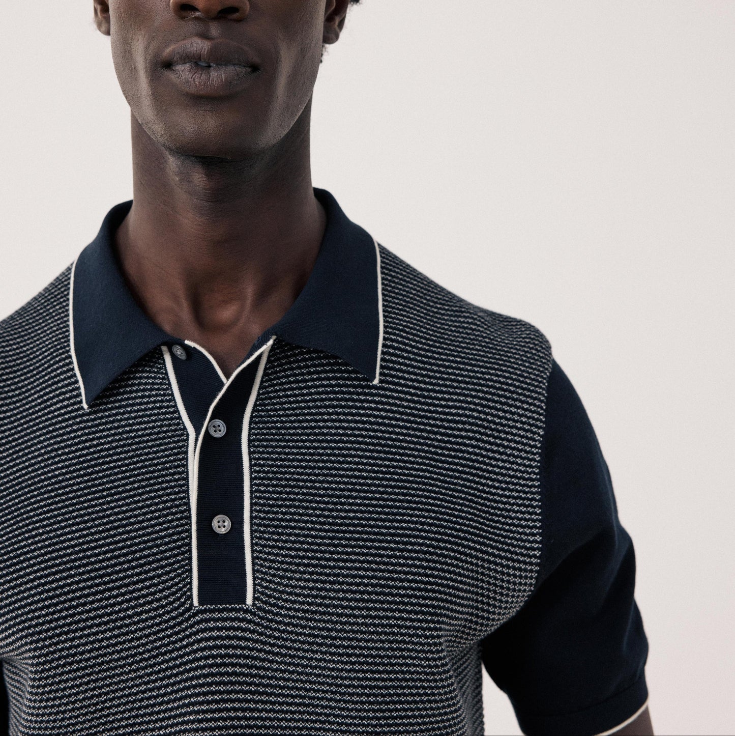 Hartford Knitted Pullover Jacquard Polo Dark Navy