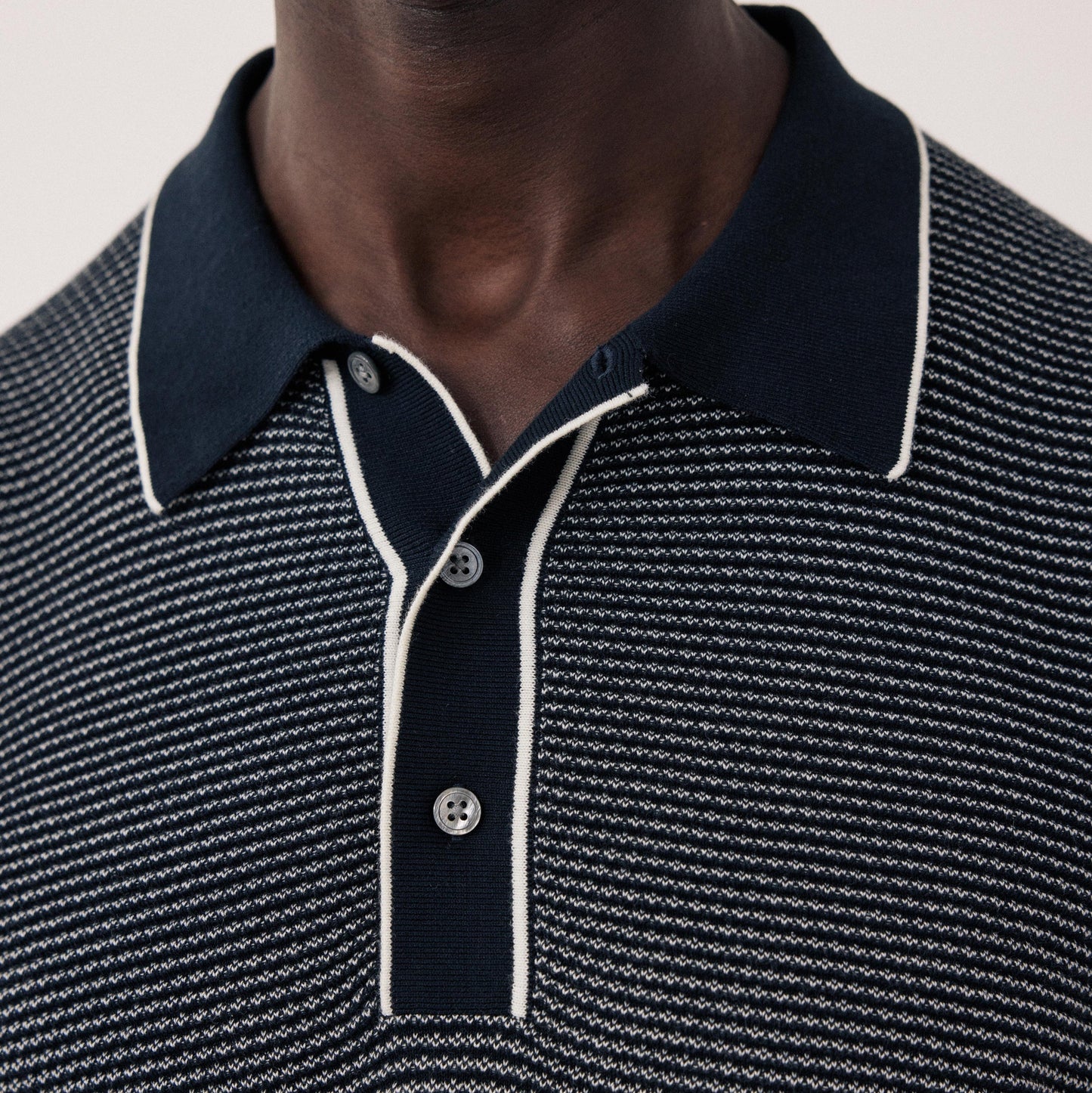 Hartford Knitted Pullover Jacquard Polo Dark Navy