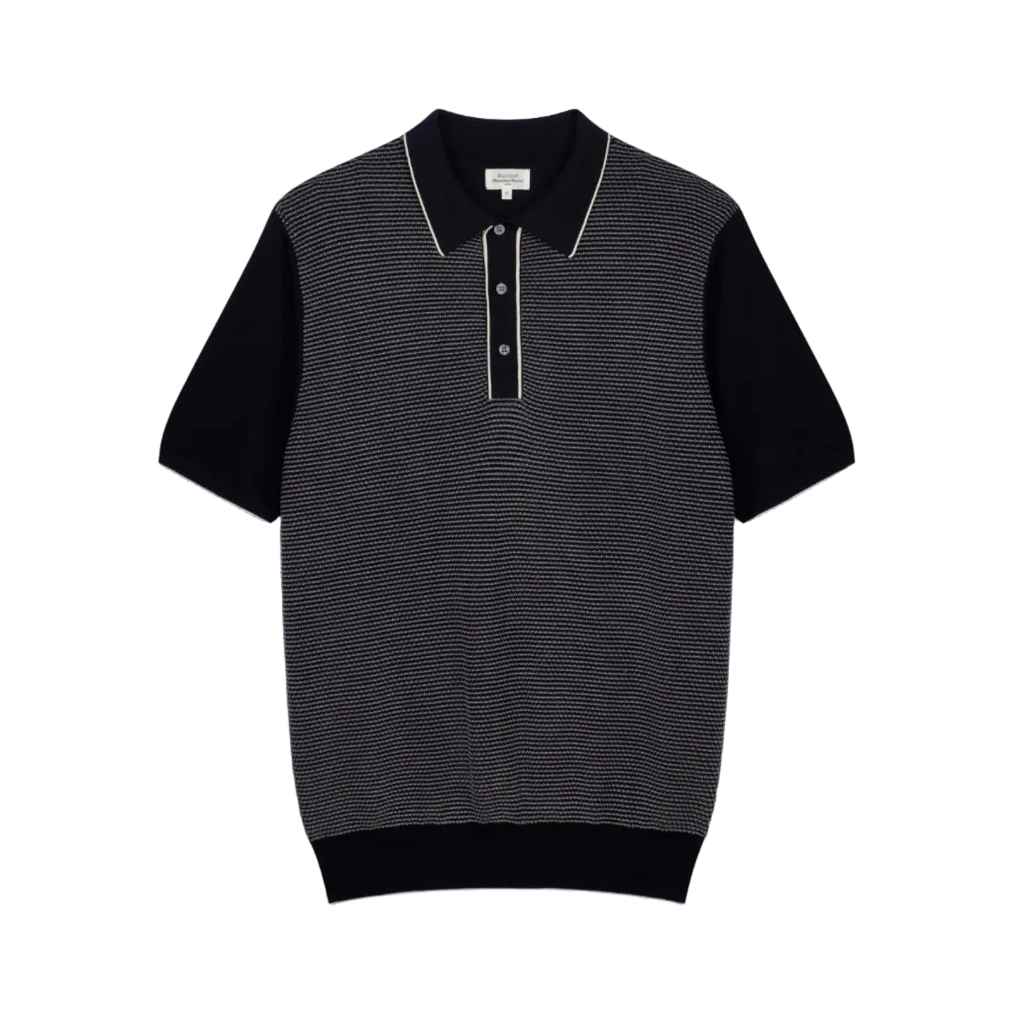 Hartford Knitted Pullover Jacquard Polo Dark Navy