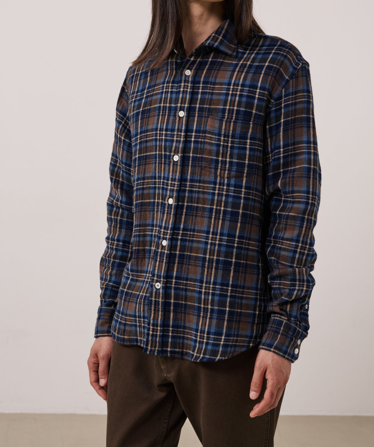 Hartford Paul Plaid Shirt Brown / Blue