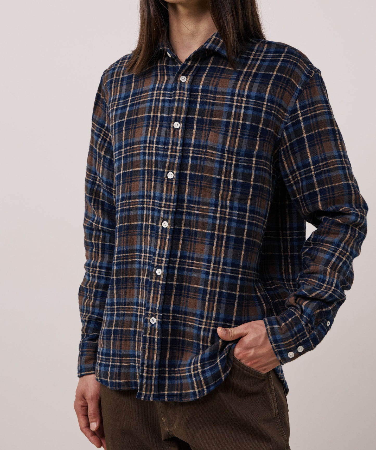 Hartford Paul Plaid Shirt Brown / Blue