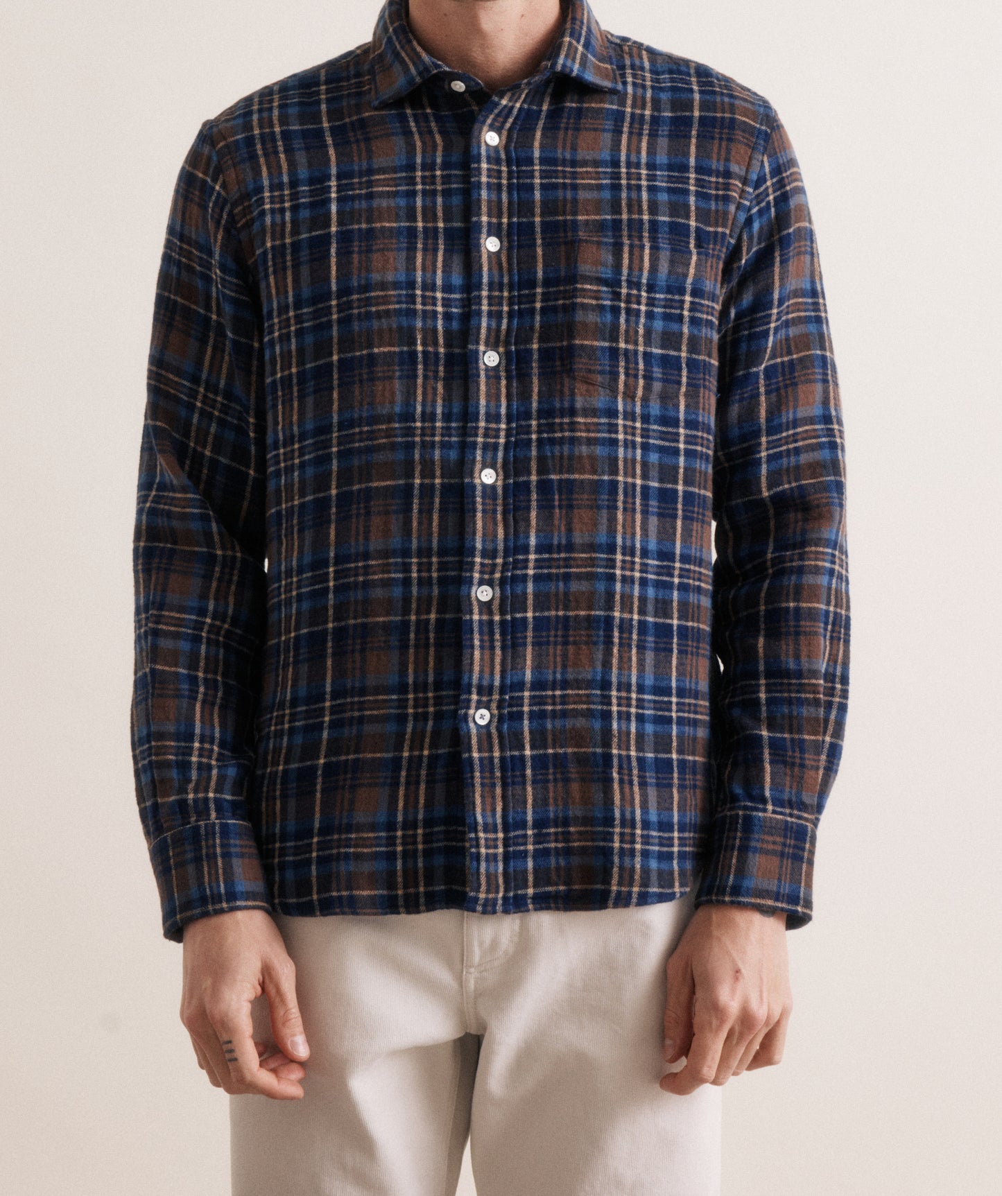 Hartford Paul Plaid Shirt Brown / Blue