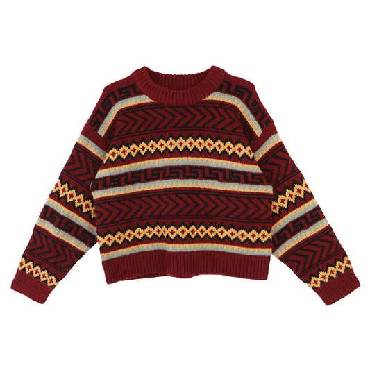 L.F. Markey Bjorn Knit Burgundy Intarsia