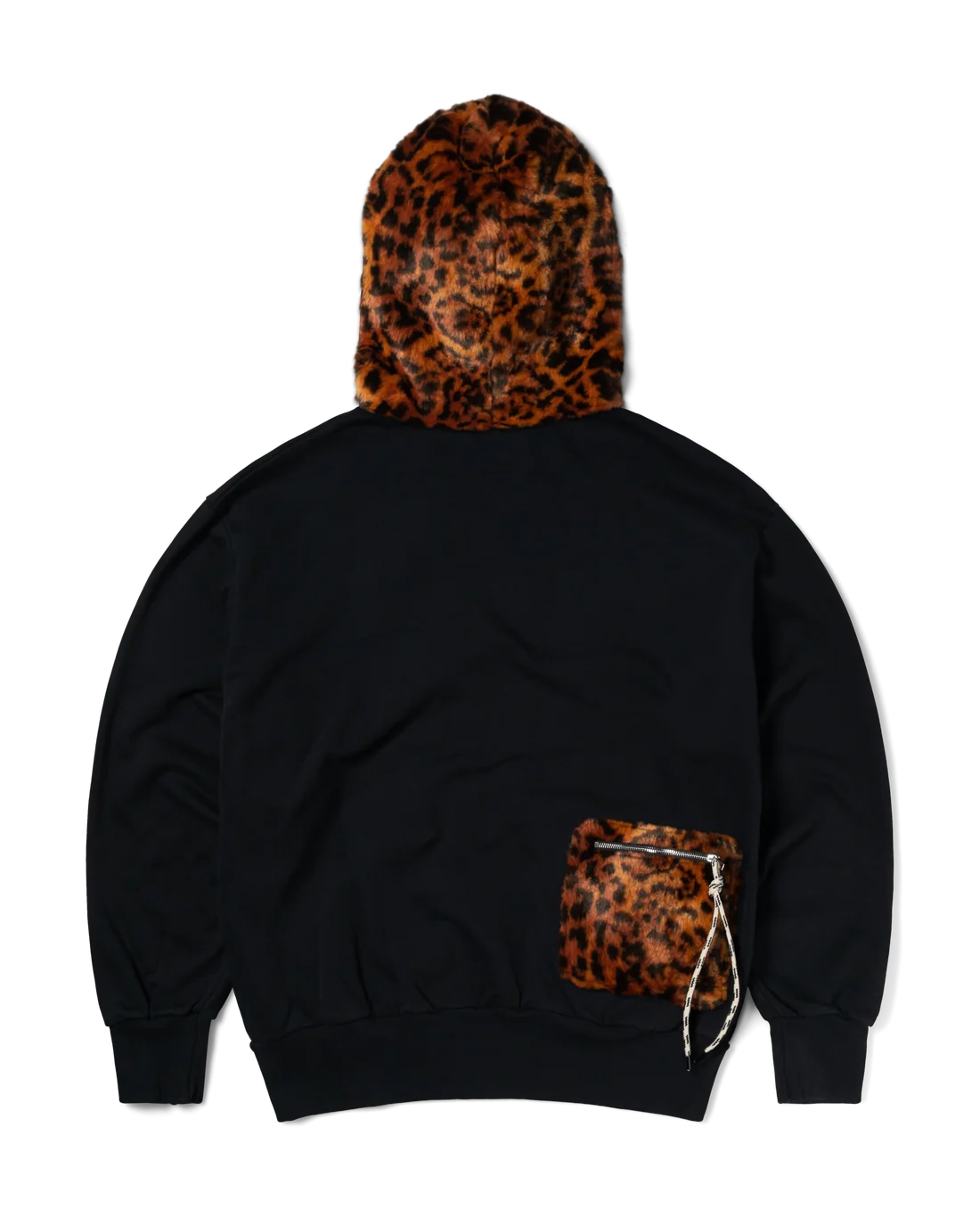 Aries Furry Zip Through Hoodie Black Cheetah