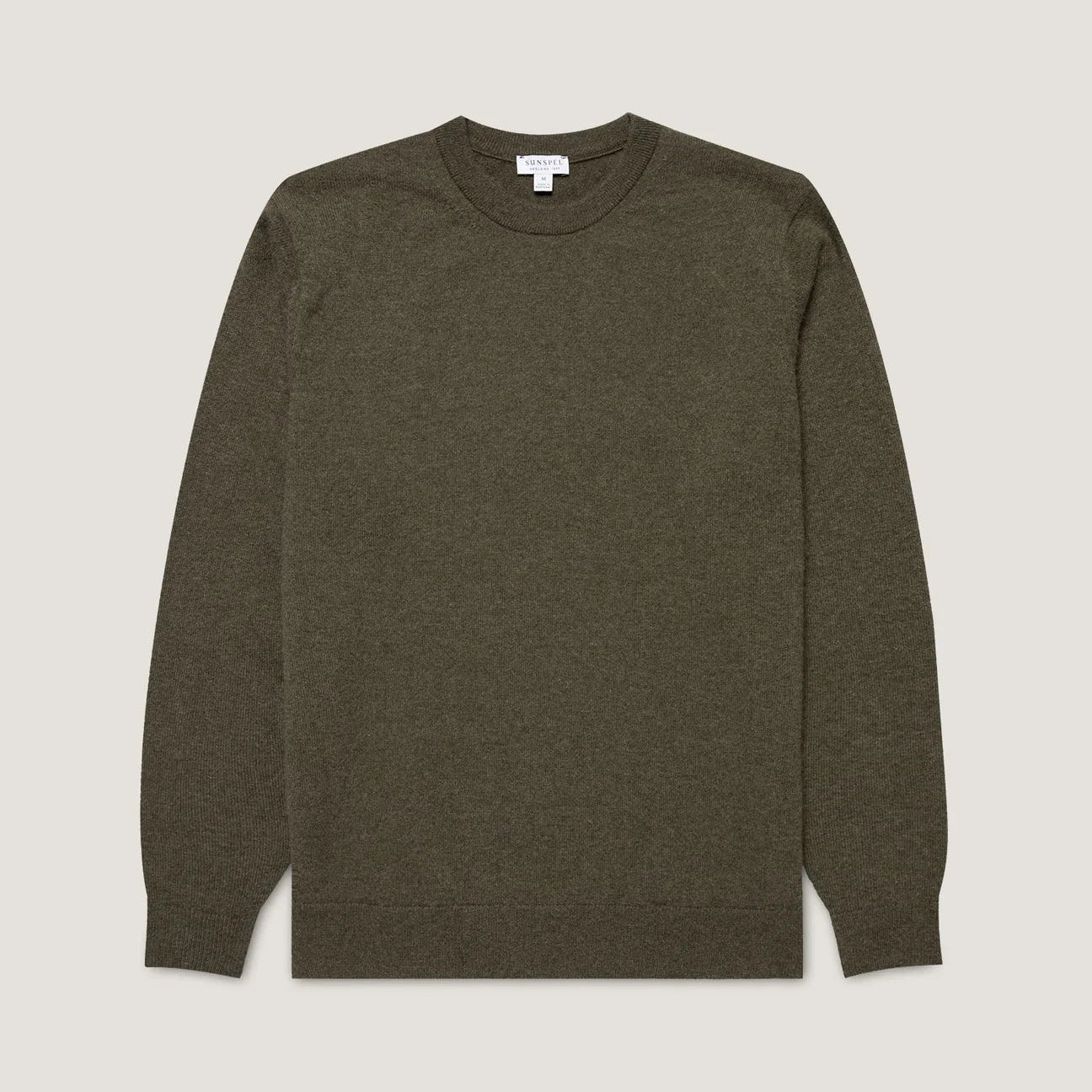 Sunspel Cashmere Crew Khaki