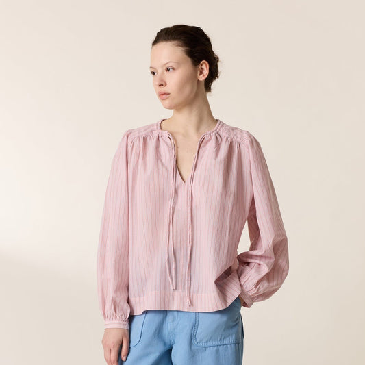 Leon & Harper Cem Striped Blouse Pink