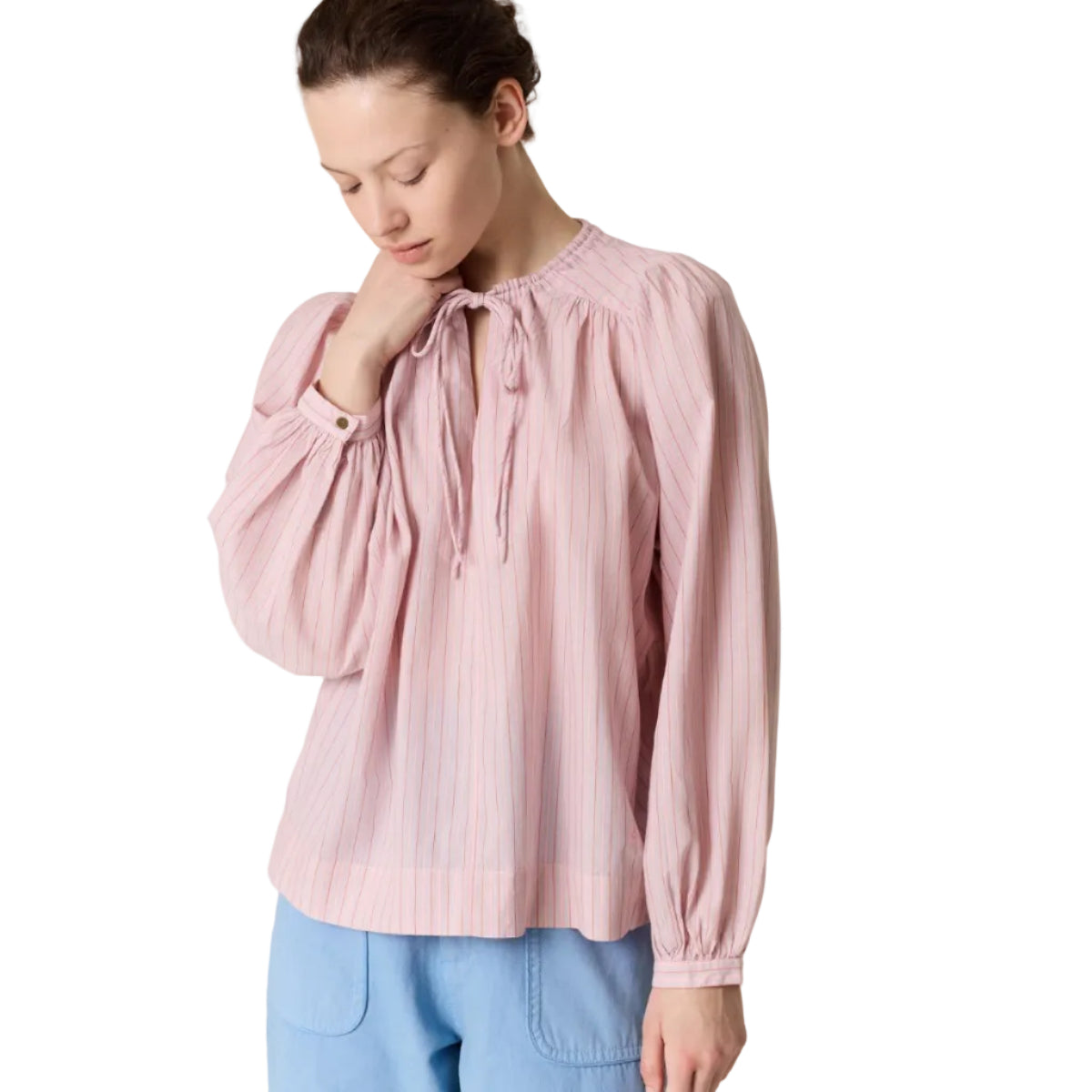 Leon & Harper Cem Striped Blouse Pink