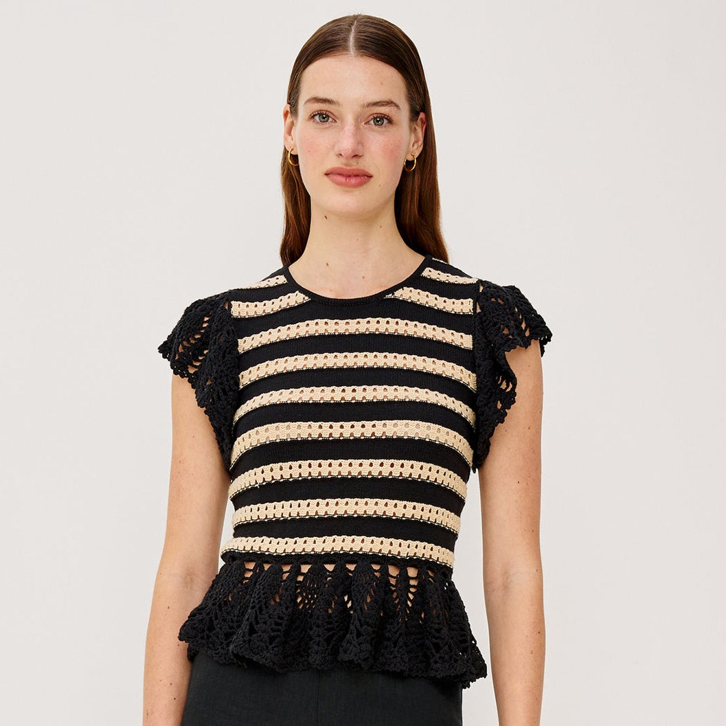 Rails Coen Top Oatmeal Black