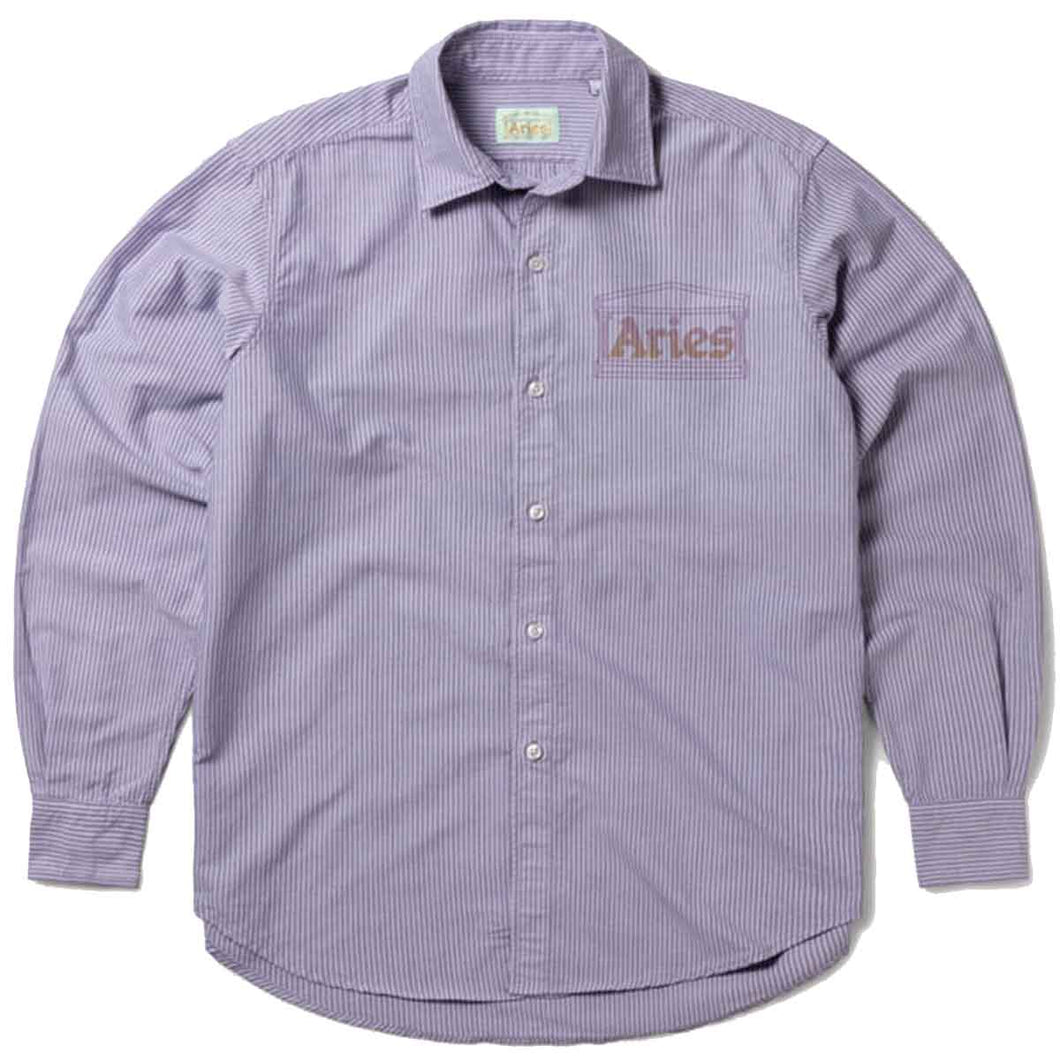 Aries Overdyed Oxford Stripe Shirt Lilac